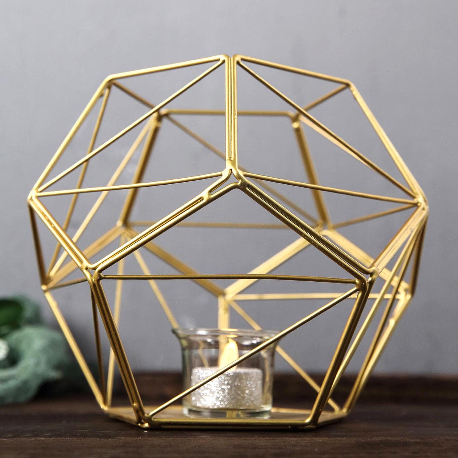 Efavormart 7" Gold Geometric Candle Holder Metal Geometric Floral