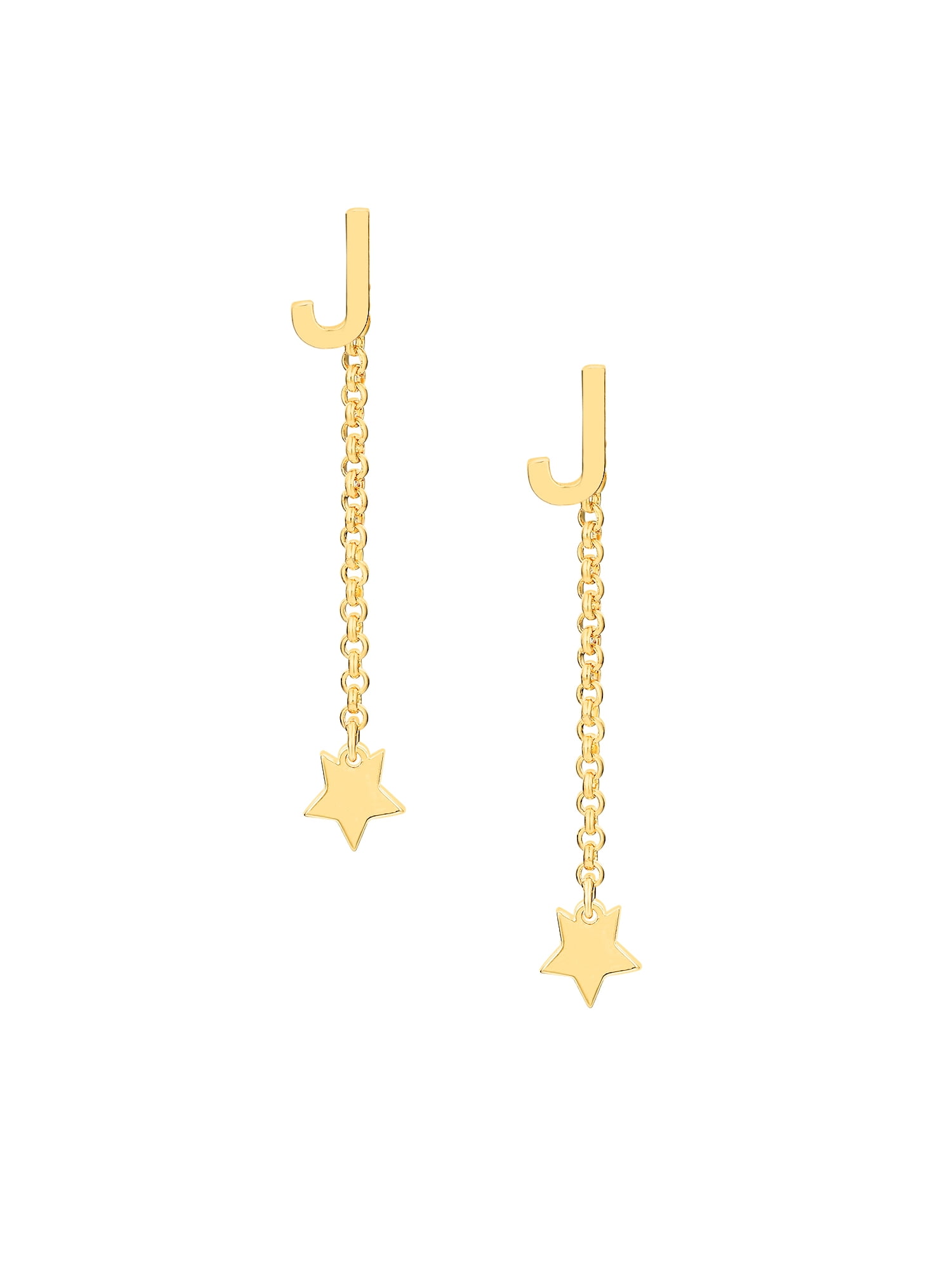 Personalized Planet Women's Initial Earring with Star Dangle Button Drop Earrings
