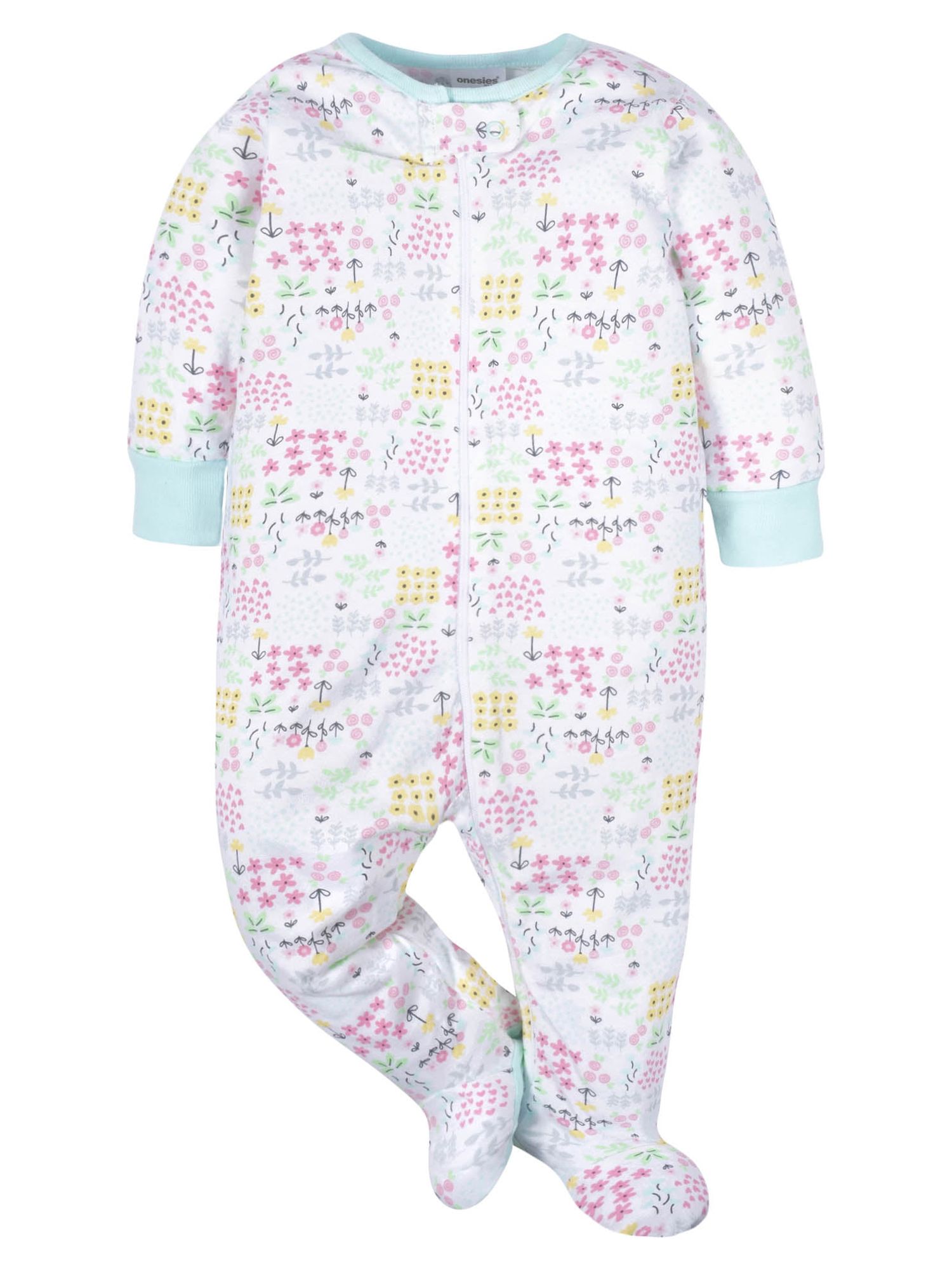 Onesies Brand Baby Girl Sleep 'n Play Footed Pajamas, 4-Pack, Sizes Newborn-6/9M - image 2 of 8