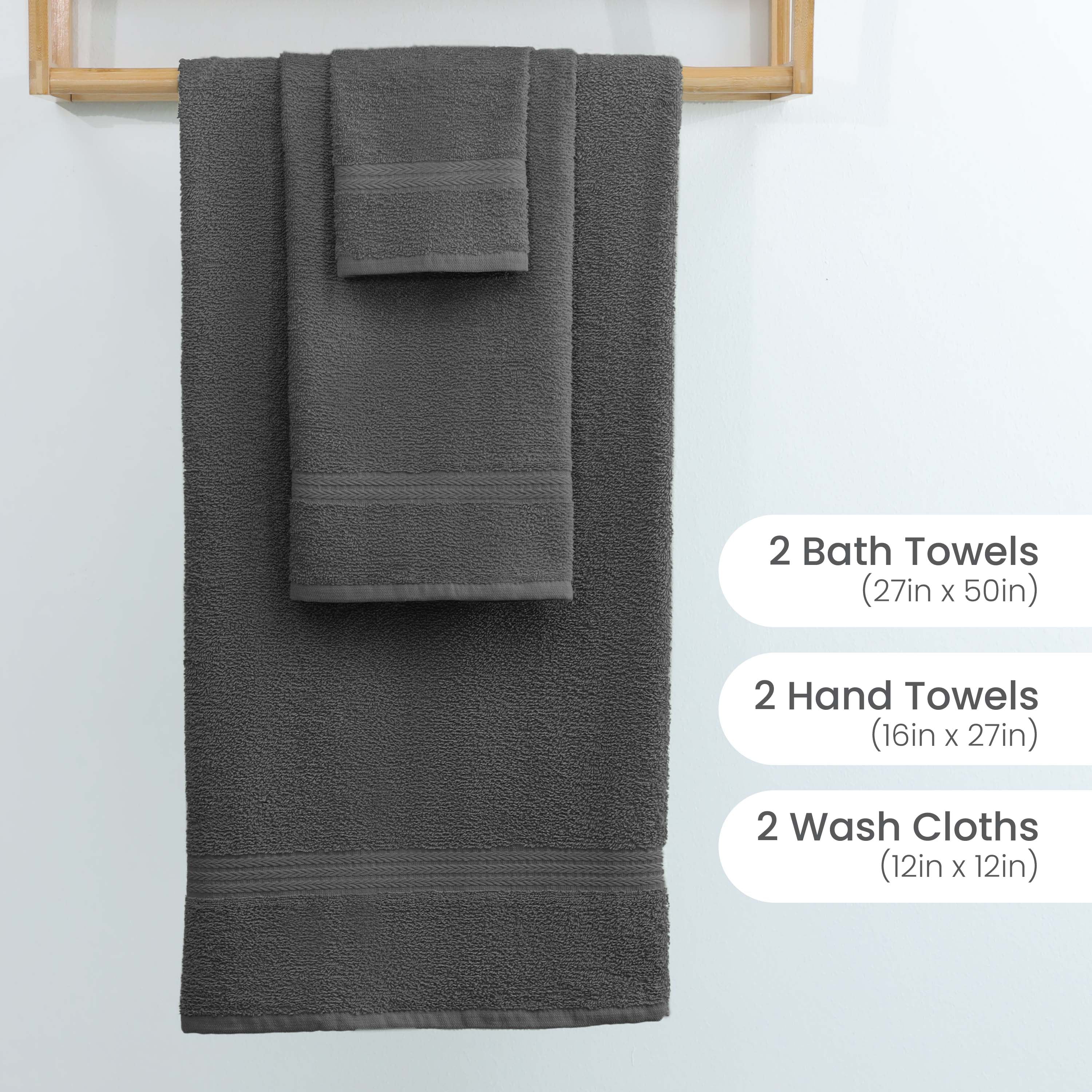 Martex Easy Living 6-Piece Cotton Towel Set, Soft & Quick-Dry Towels, Charcoal