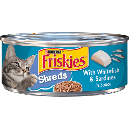 Friskies Wet Cat Food, Shreds With Whitefish & Sardines in Sauce - (24) 5.5 oz.