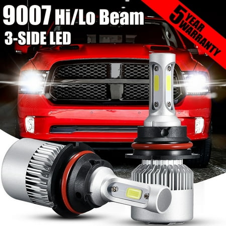 GTP 9007 HB5 COB 3-side 360° LED Headlight Bulb 6000K White HI/LO Dual Beam Conversion