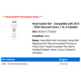 thumbnail image 2 of Head Gasket Set - Compatible with 2012 - 2020 Chevy Sonic 1.4L 4-Cylinder 2013 2014 2015 2016 2017 2018 2019, 2 of 2