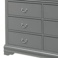 thumbnail image 4 of Ryla Wide Dresser, 6 Drawers, Nickel Metal Handles, Light Gray Solid Wood, 4 of 5