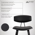 thumbnail image 5 of Fox 25.5" Counter Height Black Faux Leather and Black Wood Mid-Century Modern Bar Stool - Set of 2, 5 of 6