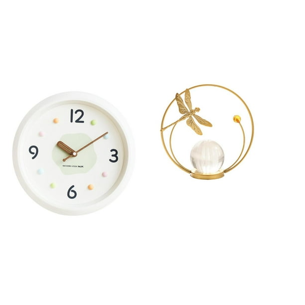 Reloj de pared,Reloj de pared decorativo,moderno y elegante.,Reloj de pared redondo silencioso y sin tictac,regalo,Estatua de bola de cristal,Estatuas de bolas de cristal para decoración del