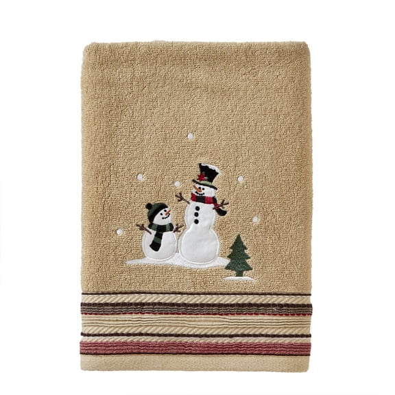 SKL Home by Saturday Knight Ltd. Rustic Plaid Snowman Bath Towel in Wheat