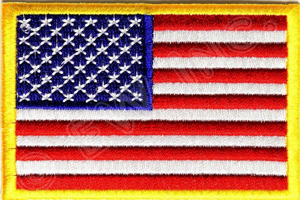American Flag Patch Embroidered Iron-on Yellow Border USA United States QUALITY American Flag Patch Embroidered Iron-on Yellow Border USA United States QUALITY