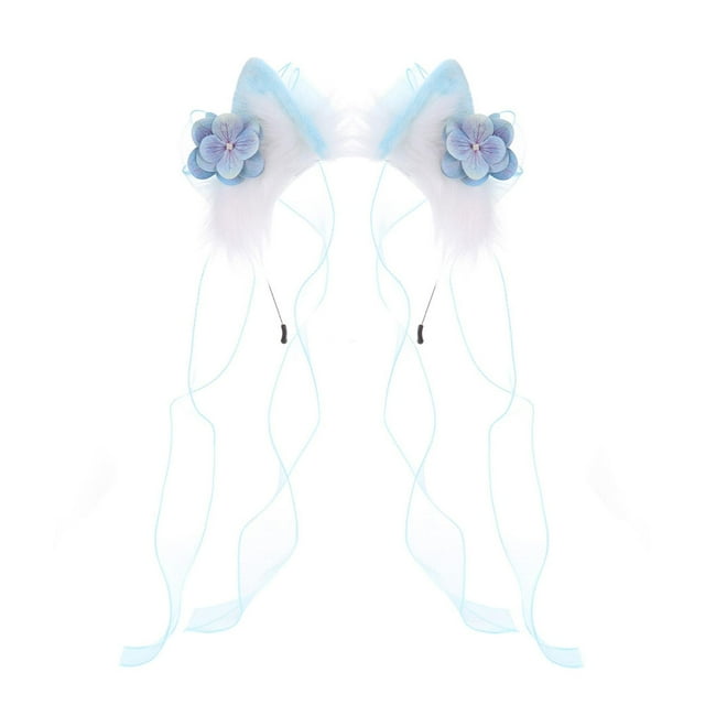 Diadema con orejas de para Día de Acción de , accesorios fotográficos de Halloween para niñas Azul Blanco