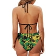 thumbnail image 6 of Chririnla Distressed Jamaica Flag Halter Neck Bikini Set Sexy Two Piece Triangle Swimsuit with Tie Side - Perfect for Beach Vacation & Pool Party, 6 of 9
