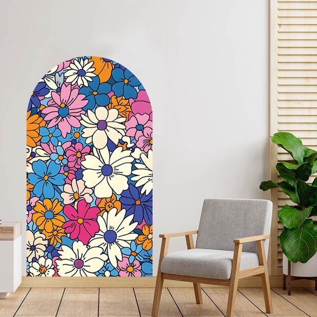 Adhesivos de pared coloridos con forma de arco floral de PVC