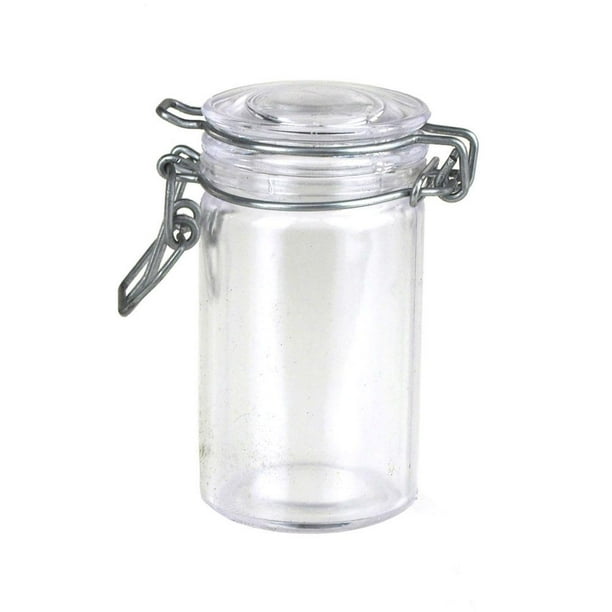 Clear Glass Hinge Locking Lid Candy Jar 3 Inch 3 Piece Walmart Com Walmart Com