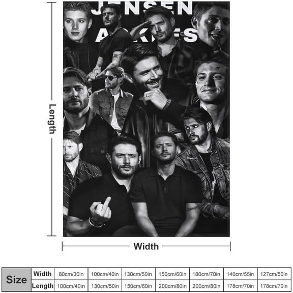 Jensen Actor Ackles Blanket Super Soft Warm Flannel Blanket for Bedroom Living Room Sofa Four Seasons Perfect for Napping Home Decor Bedding Artwork 30"x40"