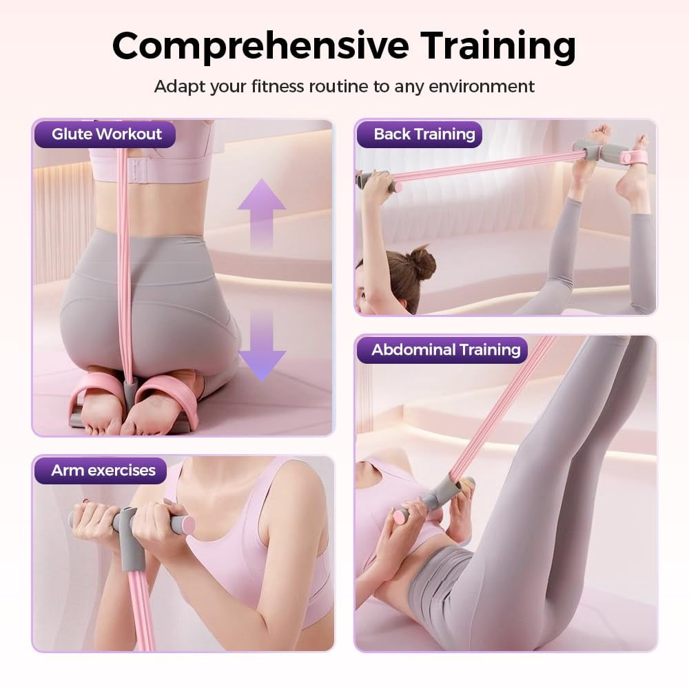 Pedal Resistance Bands with Handles for Full Body Workout, Elastic Exercise Band for Arms, Legs & Core Training, Portable Home Fitness Equipment