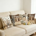 thumbnail image 4 of AuroraX Easter Throw Pillow Covers Set of 4 18x18 Inch Square Farmhouse Short Plush Outdoor Eggs Bunny Rabbits Decorative Pillow Covers 4 Pack Brown Spring Cushion Case for Couch Sofa Living Room, 4 of 6