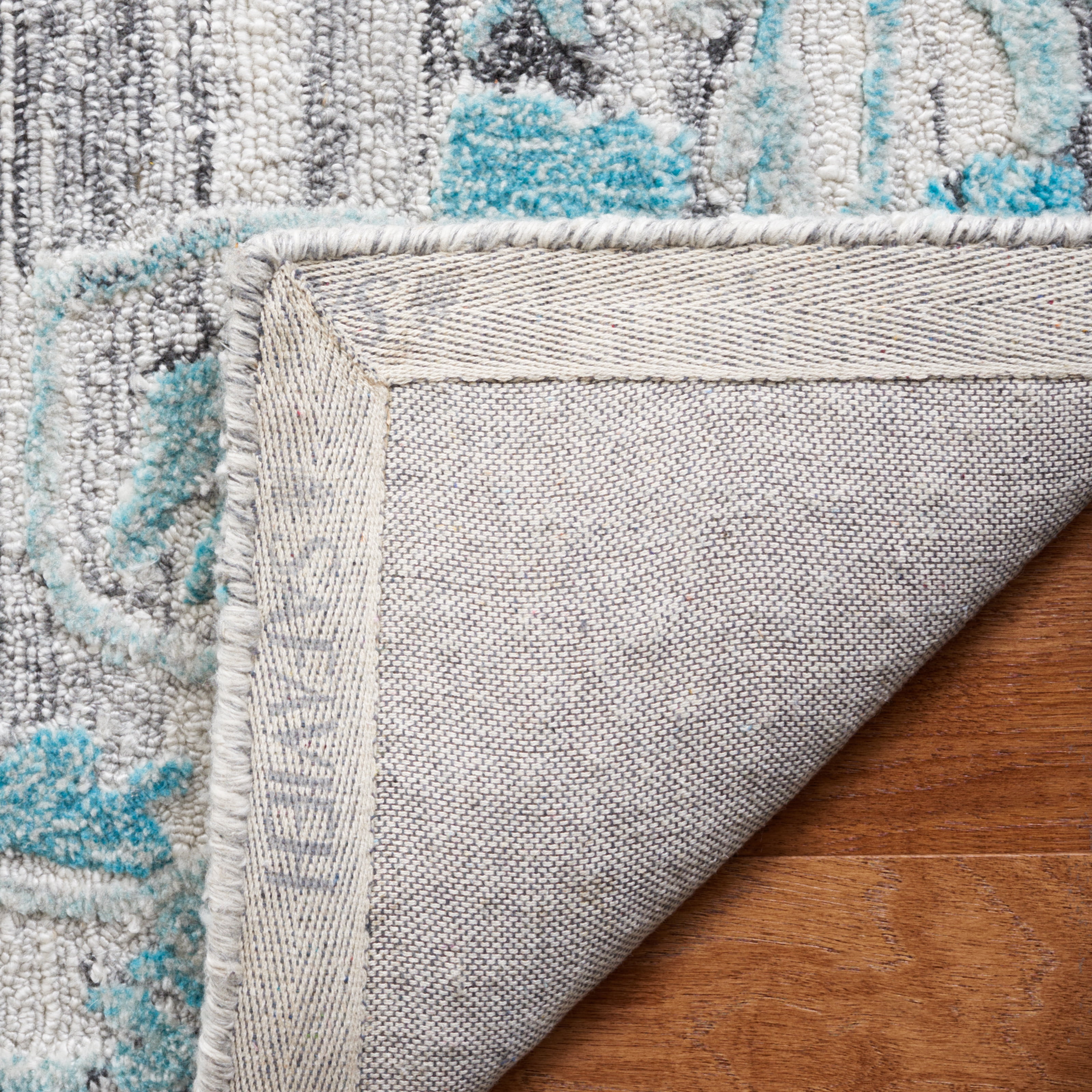 SAFAVIEH Marquee Madilyn Abstract Polyester Area Rug, Grey/Teal, 4' x 6'
