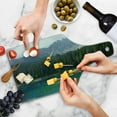 thumbnail image 4 of Nature Cutting Board, Aerial View of Pine Forest by Lake Beneath Mountain Pastoral Landscape, Tempered Glass Cutting and Serving Board, Wine Bottle Shape, Dark Green Jade Green, by Ambesonne, 4 of 5