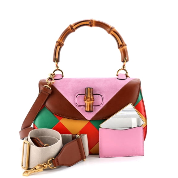 Pre-Owned Bamboo 1947 Top Handle Bag Limited Edition Geometric Leather and Suede Medium By Rebag
