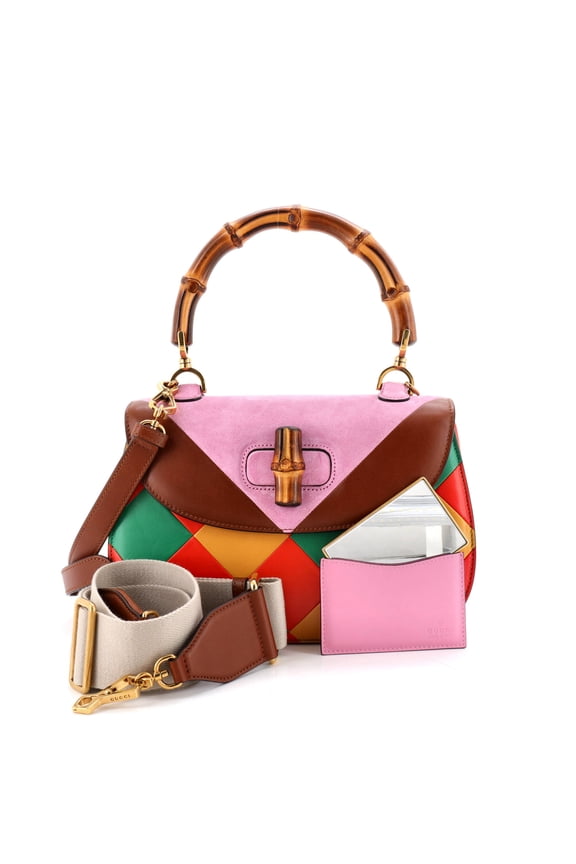 Pre-Owned Bamboo 1947 Top Handle Bag Limited Edition Geometric Leather and Suede Medium By Rebag