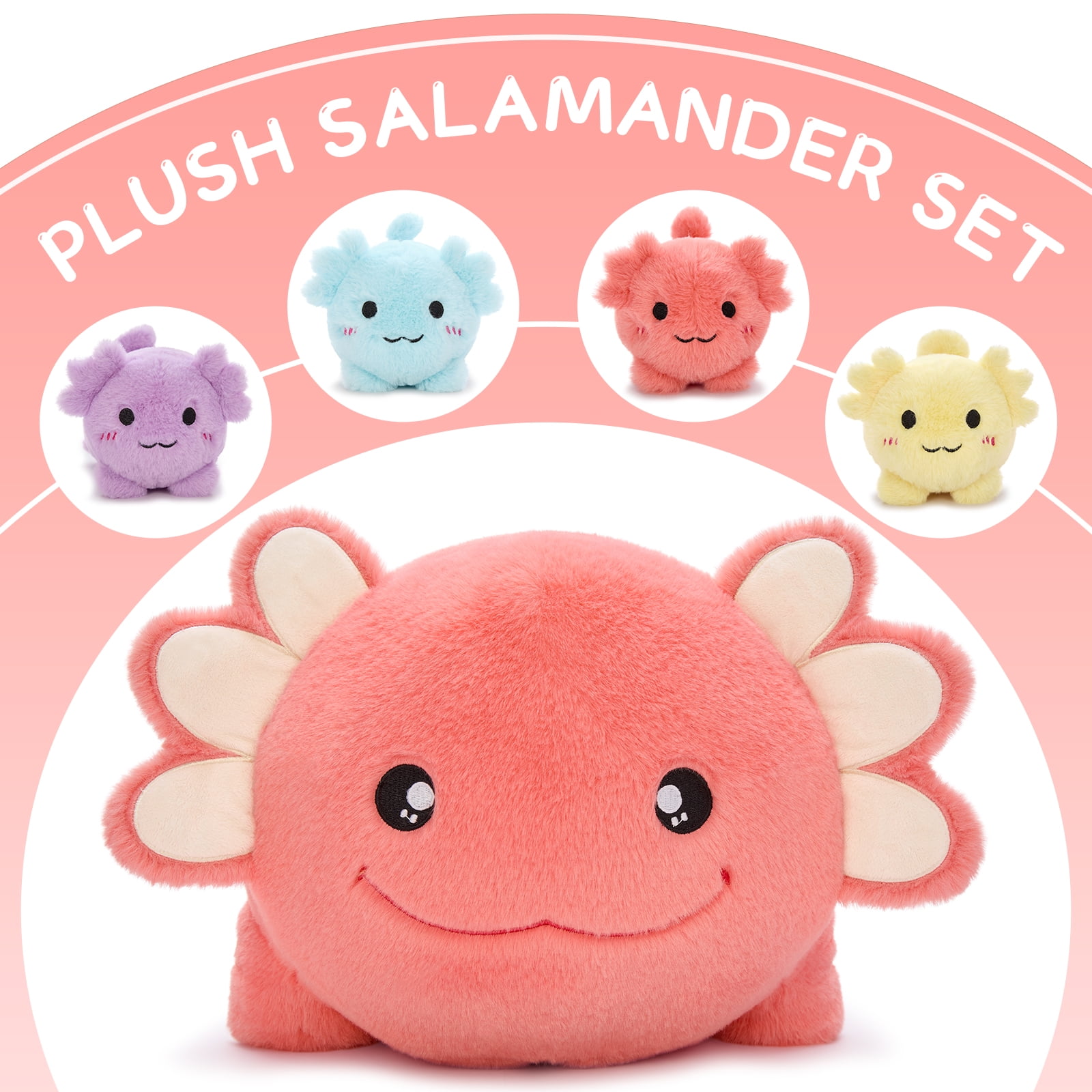 Simulation Axolotl Plush Toy - 20 Inch Pink Stuffed Animal With Zippered Mini Axolotls