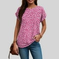 thumbnail image 5 of TTUHYWXI Women's Casual Round Neck Basic Pleated Tops Short Sleeve Loose Fit Curved Keyhole Back Chiffon Blouses Tshirts (Hot Pink, XL), 5 of 7
