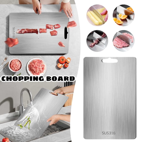 Titanium Cutting Board, Stainless Steel Food Grade Cutting Board, Kitchen Titanium Cutting Board, 9.8 * 5.9 Inches, Meat, Fruit, Vegetable Cutting Board, Small Size, Silver