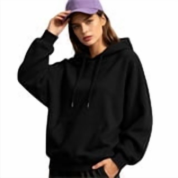 Women's Solid Pullover Hoodie, Long Sleeve Relaxed Sweatshirt with Drawstring Hood and Kangaroo Pocket