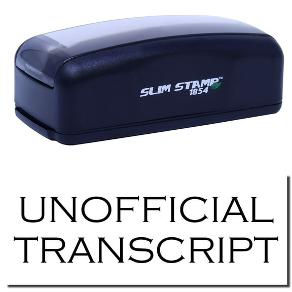 Large Pre-Inked Unofficial Transcript Stamp, Slim 1854, Ultra Slim Design, Impression Size 1-13/16" by 2-1/2", Up to 25,000 Impressions - Black Ink