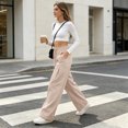 thumbnail image 5 of Women's Wide Leg Pants - Lightweight Pleated Casual Long Trousers - Loose Elastic Waist Drawstring Outdoor Running Pants with Pockets, 5 of 9