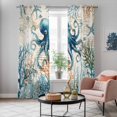 thumbnail image 6 of Kitchen Curtains 84 Inch Length 2 Panels, Coastal Octopus Grommets Window Treatment Curtain, Vintage Summer Beach Coral Ocean Thermal Curtains Drapes for Living Room/Bathroom, 6 of 9