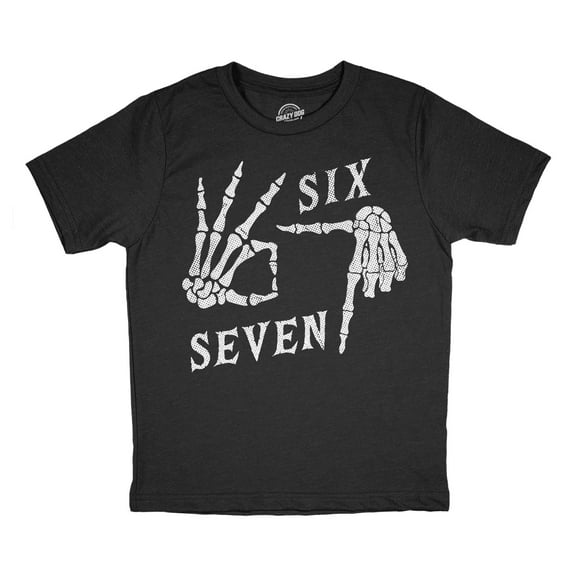 Youth Funny T Shirts 6 7 Skeleton Hands Sarcastic Viral Meme Graphic Novelty Tee For Kids