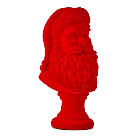 Santa Bust Christmas Tabletop Decoration, Red Resin Holiday Figurine with Classic Design, Elegant Display Piece for Tables Shelves, Mantels & Entryways
