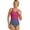 Denim Blue/Raspberry, variant on Textured Chlorine Resistance Asymmetric Colorblock One Piece Slimsuit, High Cut, Soft Cup, Athletic (Women’s)