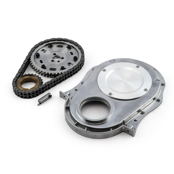 Speedmaster PCE264.1021 Compatible with Chevy BBC 454 Double Roller 2pc Adj Billet Steel Timing Chain & Cover Kit
