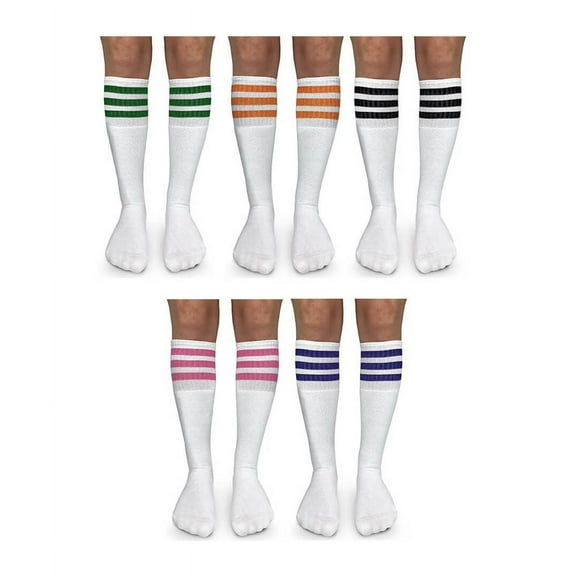 Jefferies Socks Boys Girls Assorted Color Stripe Vintage Knee High Tube Socks 5 Pair Pack