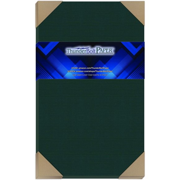 50 Dark Green Linen 80# Cover Paper Sheets - 8.5" X 14" (8.5X14 Inches) Legal|Menu Size - 80 lb/Pound Card Weight - Fine Linen Textured Finish - Deep Dye Quality Cardstock
