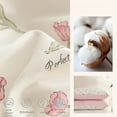 thumbnail image 6 of JOLUSERE 100% Organic Cotton Comforter King Sets, 3 Pieces Botanical White Pink Floral Tulip Flower Comforter Sets, 6 of 7