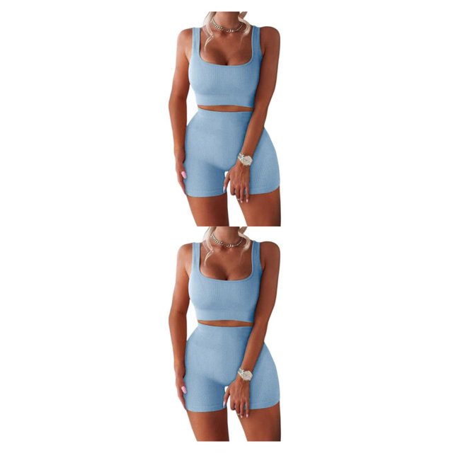 Eigraketly 2 unids/set Jogging ejercicio mujer chaleco pantalones cortos viajar senderismo Yoga Crop Tops pantalones de cintura alta Kit ropa Type3 NO3