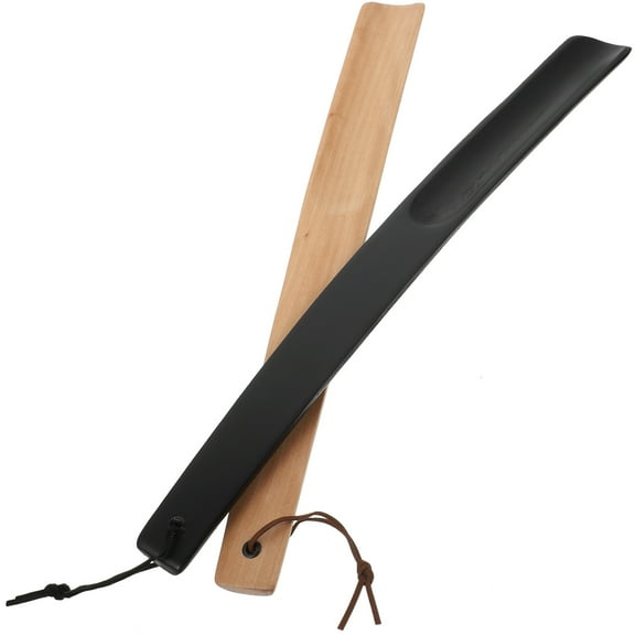 STRANDCHIC Ergonomic Wooden Shoe Horn Smooth and Durable for All Shoes 2Pcs