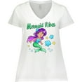 thumbnail image 3 of Inktastic Mermaid Vibes- cute mermaid with green tail Women's Plus Size V-Neck T-Shirt, 3 of 5