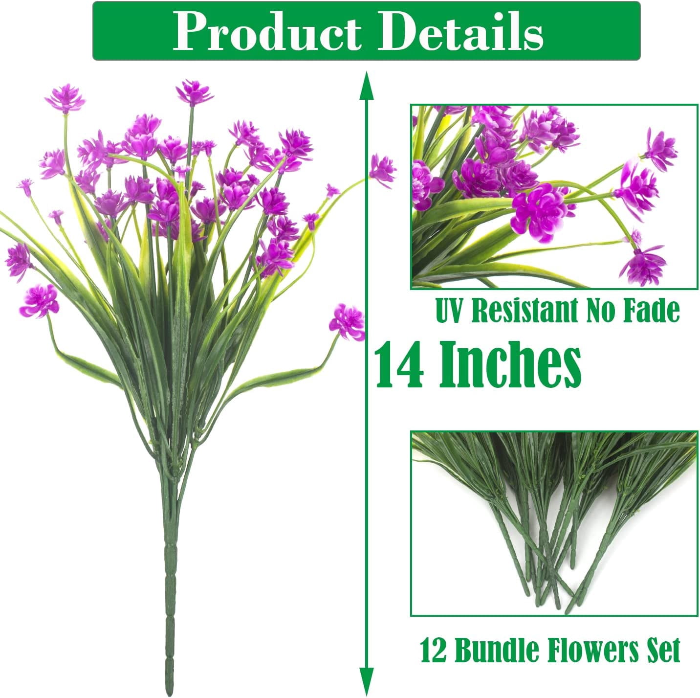 Artificial Fake Flowers, 12 Bundles Outdoor UV Resistant Greenery Shrubs Plants Indoor Outside Hanging Planter Home Garden Décor (Yellow)