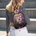 thumbnail image 5 of Disketp Dog in Lavender Flowers Mochila de Lona Estampada, Mochila Escolar de Viaje Ligera para Estudiantes y Portátil-Small, 5 of 5