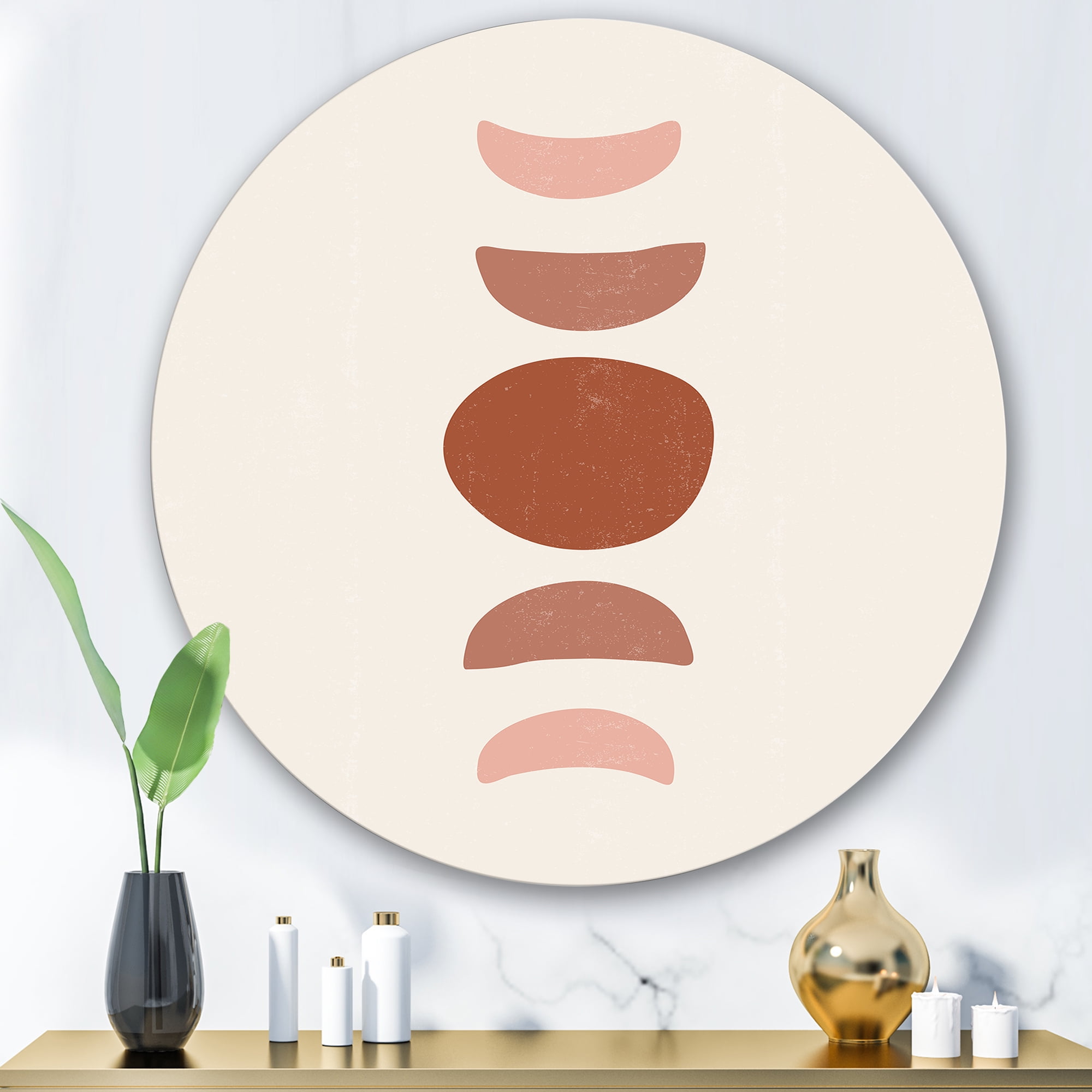 Designart 'Minimal Moon Phases On White' Modern Circle Metal Wall Art 29x29 - Disc of 29