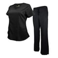 thumbnail image 2 of ACTIVE UNIFORMS Stretch Women's Ultra Soft Modern Fit Mock Wrap Scrub Set (Black, Large), 2 of 7