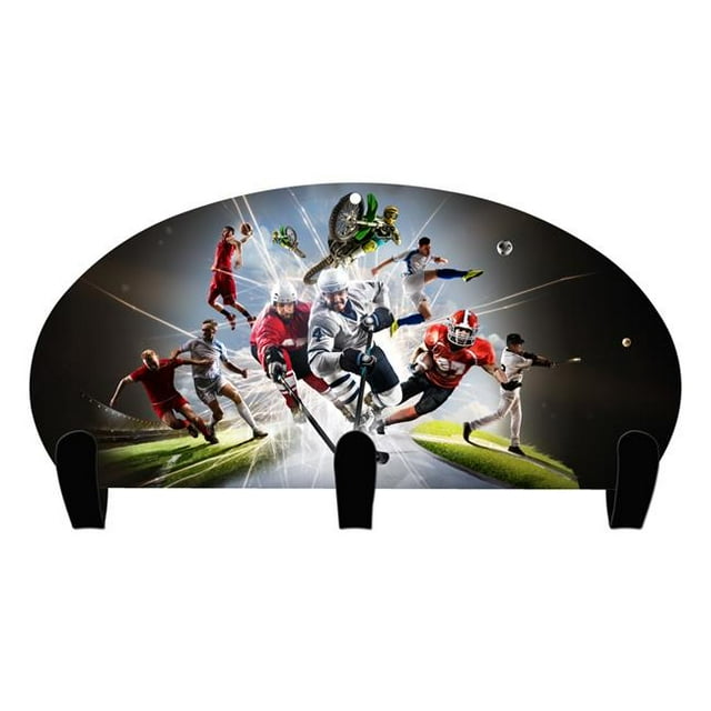 Next Innovations 101411002-SPORTSBURST 15 x 10 in. Sports Burst Three Hook Wall Mounted Coat Rack