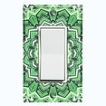 thumbnail image 1 of Metal Light Switch Plate Cover Green Mandala Icy Flower Tile Pattern MDL049, 1 of 13