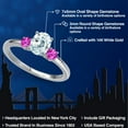 thumbnail image 2 of Gem Stone King 14K White Gold Sky Blue Aquamarine and Pink Sapphire Engagement Ring for Women | 1.02 Cttw | Oval 7X5MM | Gemstone March Birthstone | Size 8, 2 of 6