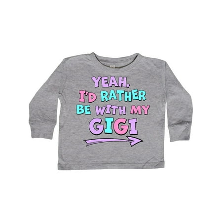 

Inktastic Yeah I d Rather be with My Gigi in Pink Blue and Purple Gift Toddler Boy or Toddler Girl Long Sleeve T-Shirt