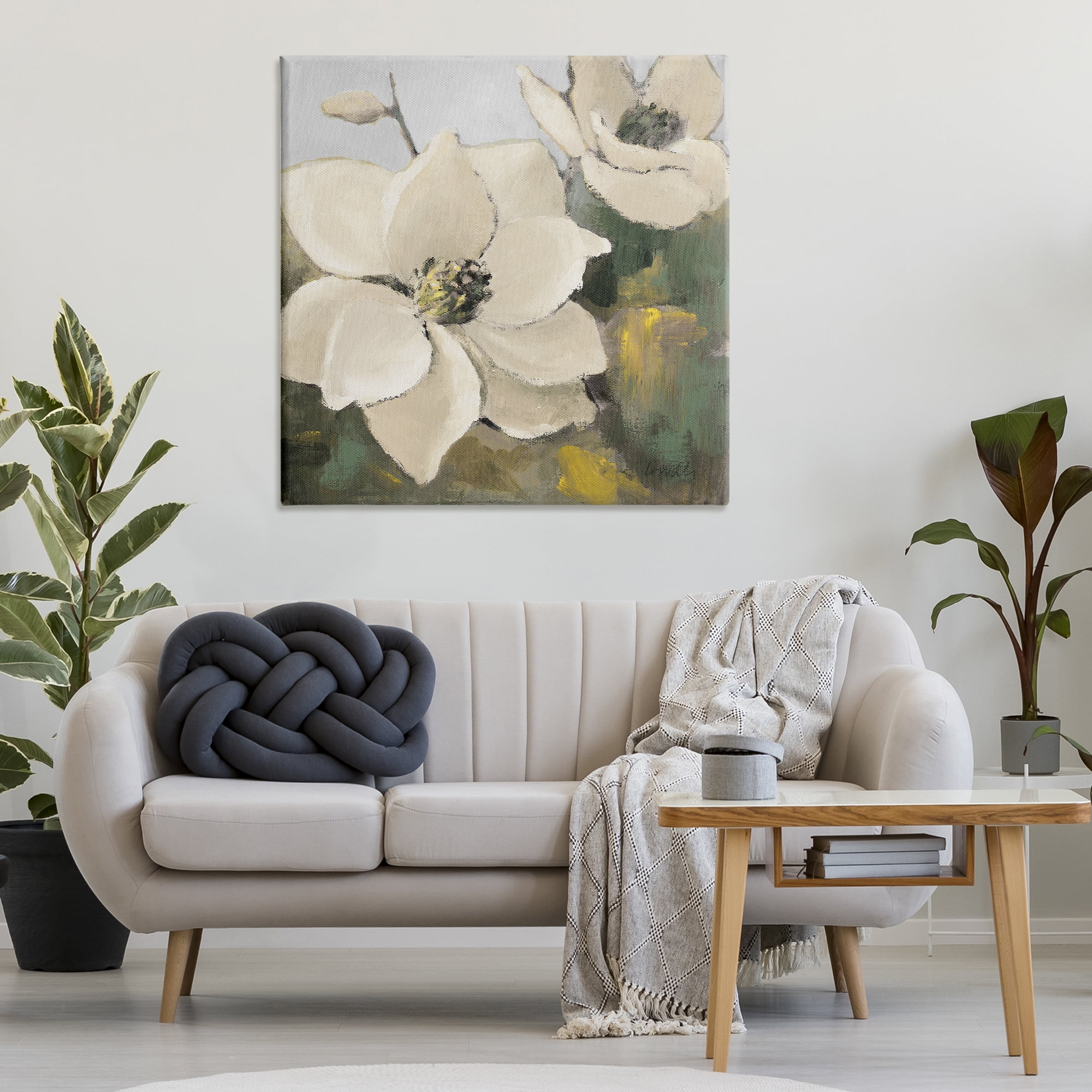 Stupell Industries Two Magnolia Blossoms Botanical & Floral Painting Gallery Wrapped Canvas Art Print Wall Art, 36 x 36