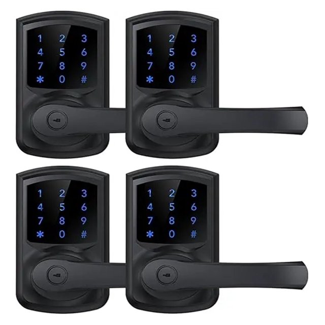 Front Door Keyless Entry Lock With Touchscreen Keypad, Anti-Peep Feature, Auto-Lock, Matte Black Finish, 4-Pack ,Multi Purpose